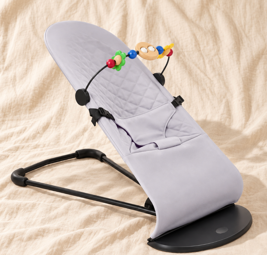 Baby Bouncer with Toy Bar – Grey