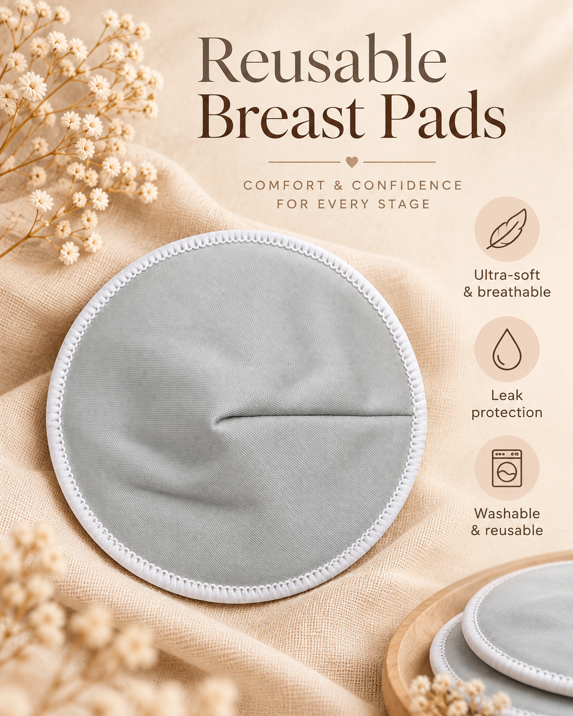 Reusable Breast Pads - comfort and confidence for every stage